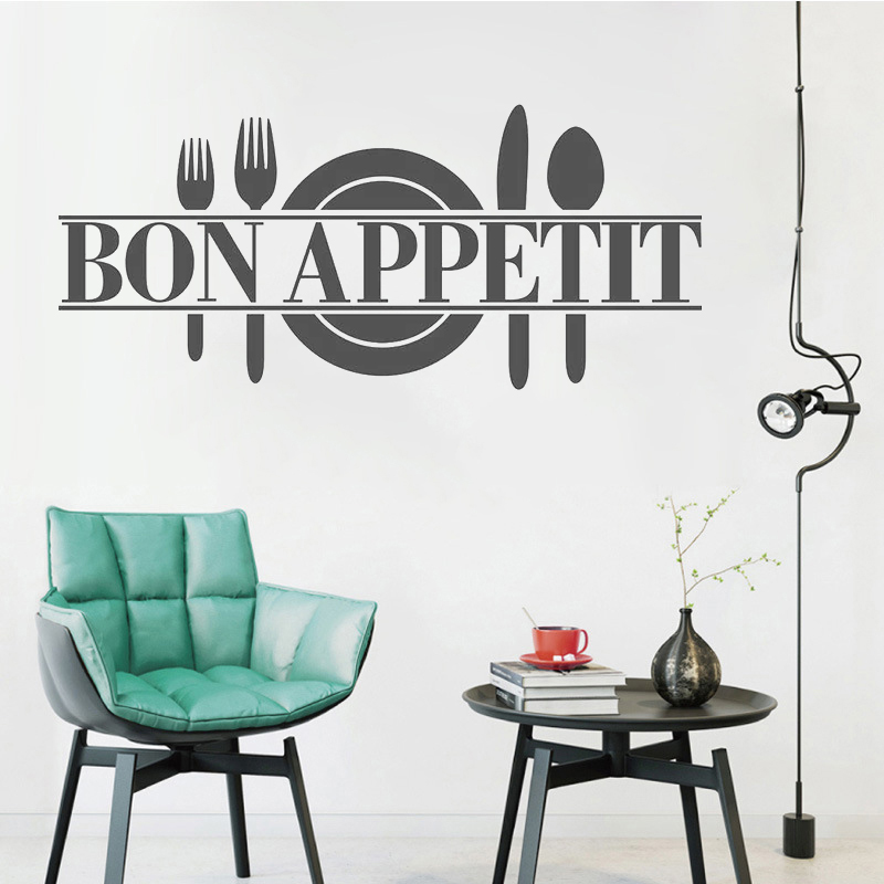 Autocollant mural franÃ§ais Bon AppÃ©tit, dÃ©coration murale, outils de cuisine, cuisine, salle Ã  manger, restaurant n° 5