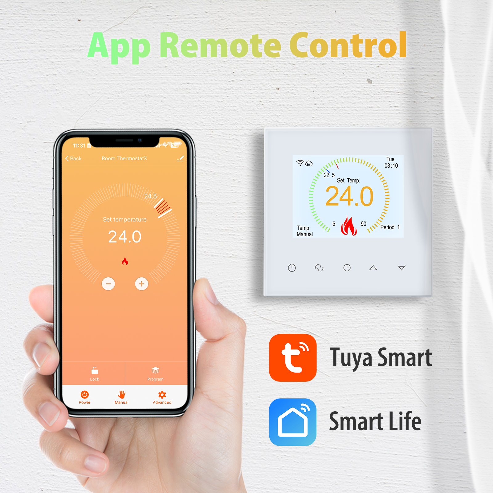 Beok-Thermostat WiFi intelligent Tuya, Ã©cran tactile pour document LCD blanc, chauffage Ã©lectrique au sol chaud, microphone, Alexa, Google Assistant n° 3