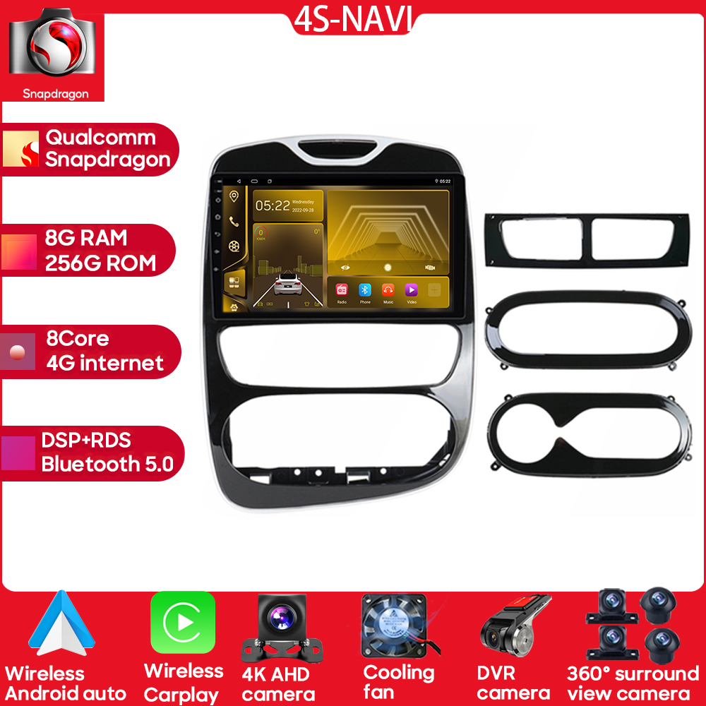 GPS de voiture pour Renault Clio 4, BH98, SHIRT 98, 2012-2019, Qualcomm Snapdragon, No 2Din, DVD, StÃ©rÃ©o, UnitÃ© principale, HDR, Ã‰cran QLED, Wifi, 5G, DSP, BT n° 1