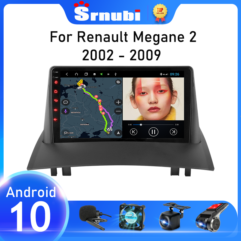 Srnubi-Autoradio Carplay Android 10, Navigation GPS, WIFI, DVD, Lecteur VidÃ©o, 2 Din, Limitation, Renault Megane 2, 2002 - 2009 n° 1