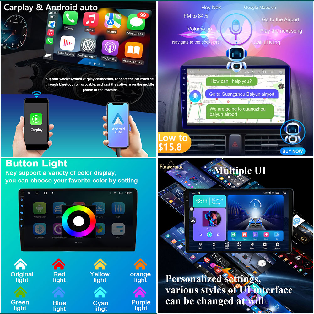 Autoradio Android avec Navigation GPS, Carplay StÃ©rÃ©o, WIFI, DVD, UnitÃ© Centrale pour Voiture Renault Clio 3, CLIO 2006, 2007, 2008-2019 n° 5