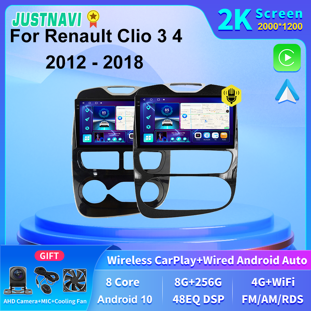 JUSTN183-Autoradio Android 10.0, Ã‰cran 2K, 4G, Navigation GPS, Lecteur MultiXXL pour Voiture Renault Clio 3 4 (2012, 2013, 2014, 2015, 2016, 2017, 2018) n° 1