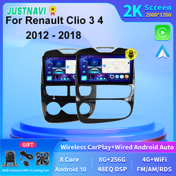 JUSTN183-Autoradio Android 10.0, Ã‰cran 2K, 4G, Navigation GPS, Lecteur MultiXXL pour Voiture Renault Clio 3 4 (2012, 2013, 2014, 2015, 2016, 2017, 2018)