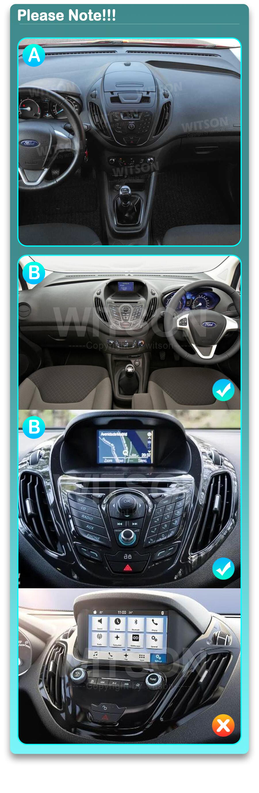 WITSON-Autoradio avec Ã©cran vertical de 2012 pouces, pour Ford B-Max ATIC Courier Tourneo 2017-9.7 Play CarPlay pour Tesla Type n° 2