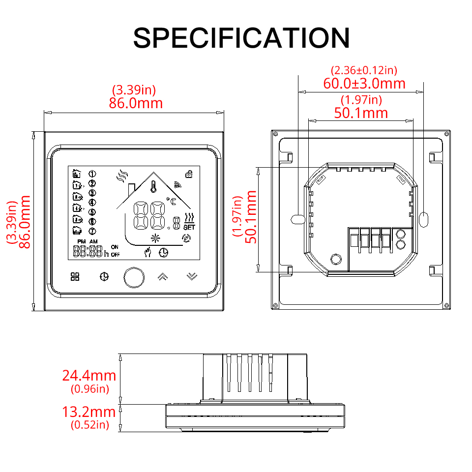 ContrÃ´leur de tempÃ©rature Ã  Ã©cran tactile LCD, thermostat WiFi, rÃ©troÃ©clairage pour chauffage Ã©lectrique, nous-mÃªmes avec Alexa, Google Home, 16A n° 6