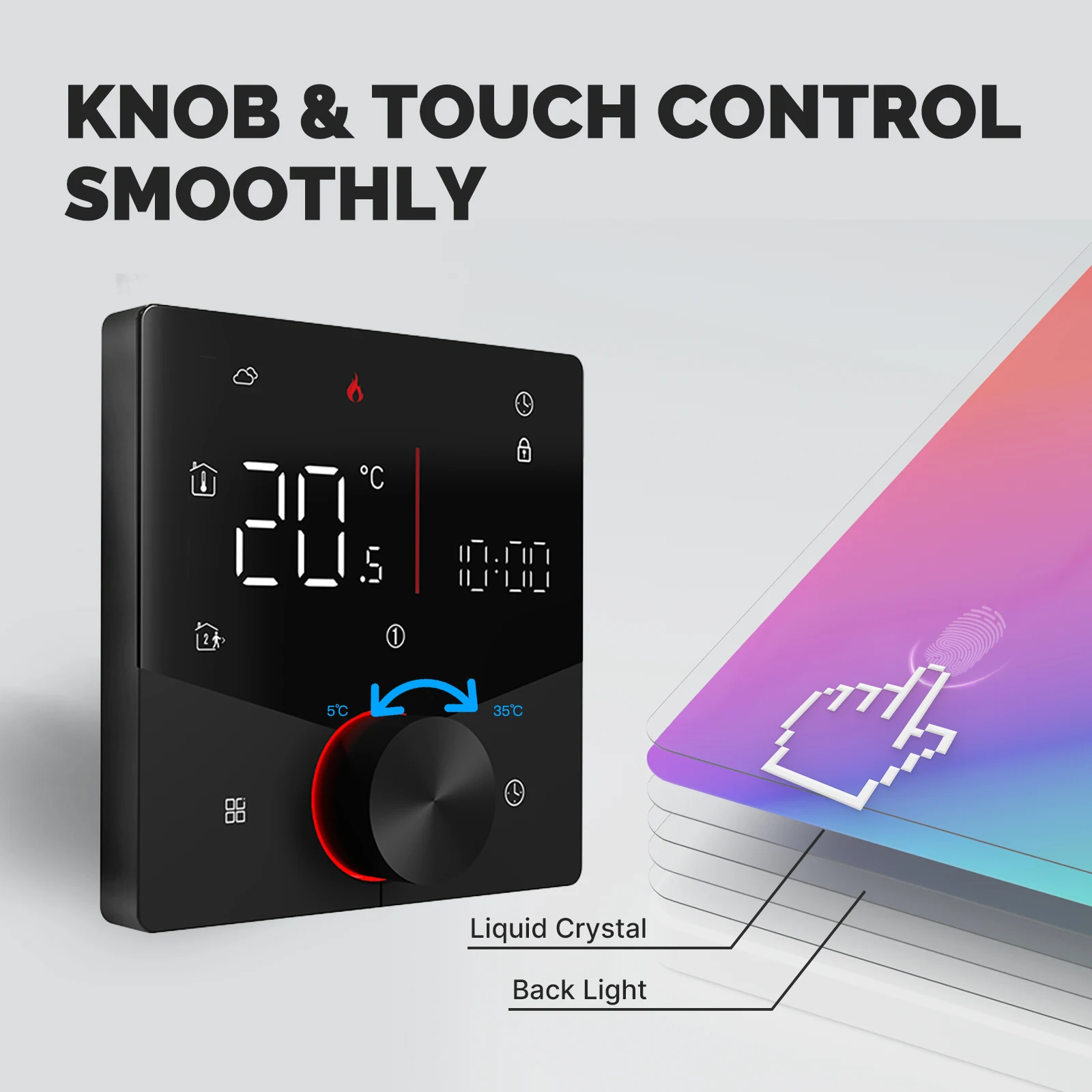 MOES-Bouton de chauffage intelligent WiFi, thermostat, Ã©cran LCD, Ã©cran tactile, rÃ©gulateur de tempÃ©rature pour l'eau, le gaz, le bomicrophone, le chauffage Ã©lectrique n° 6