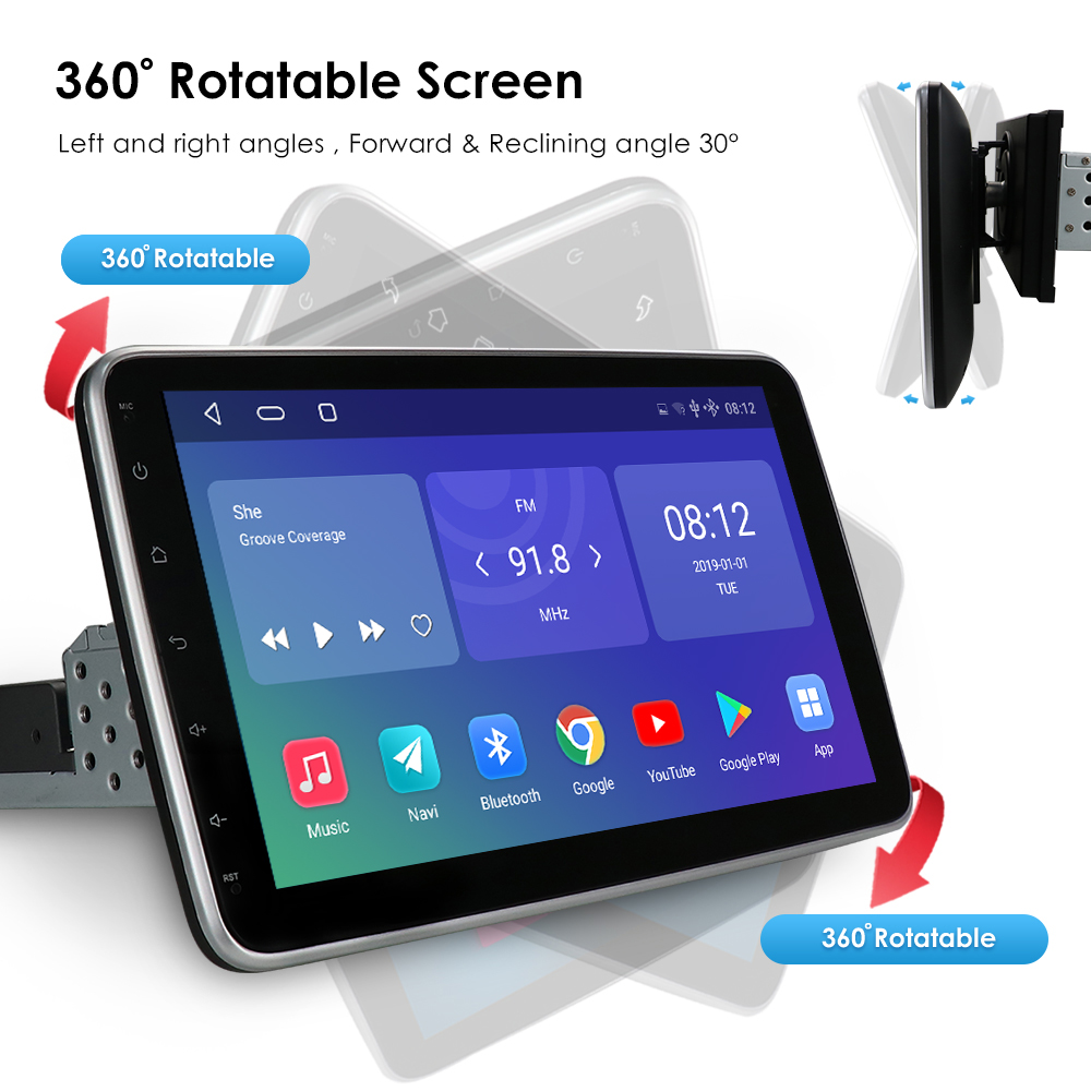 Autoradio StÃ©rÃ©o Android 12 avec Ã‰cran Tactile de 10 Pouces, Lecteur MP5, VidÃ©o, GPS, WiFi, FM, Cam-in, DVBT, 1 Din n° 5