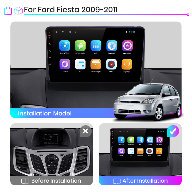 AWESAFE-Autoradio sans fil Android CarPlay pour Ford, Ecosport Fi.C. MK7, autoradio Ã  limitation, No 2 Din, DVD, 2009- 2017 n° 2