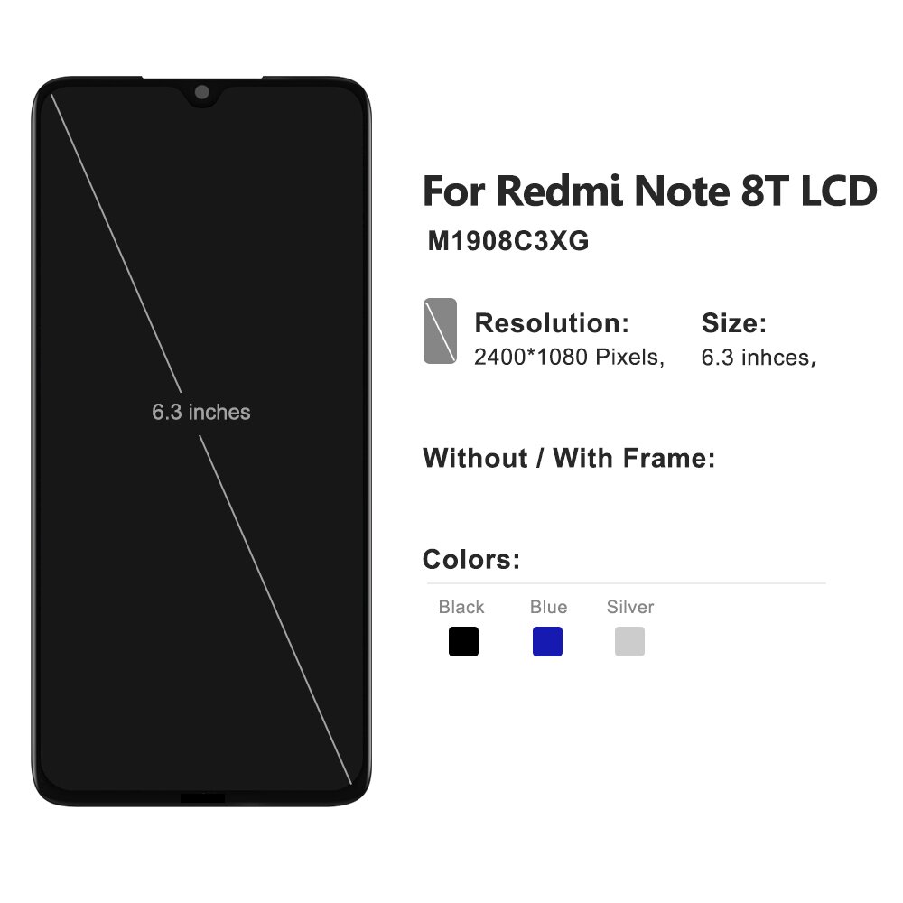 Ensemble Ã©cran tactile LCD de remplacement, 6.3 pouces, 100% testÃ©, Original, pour Xiaomi Redmi Note 8T n° 2