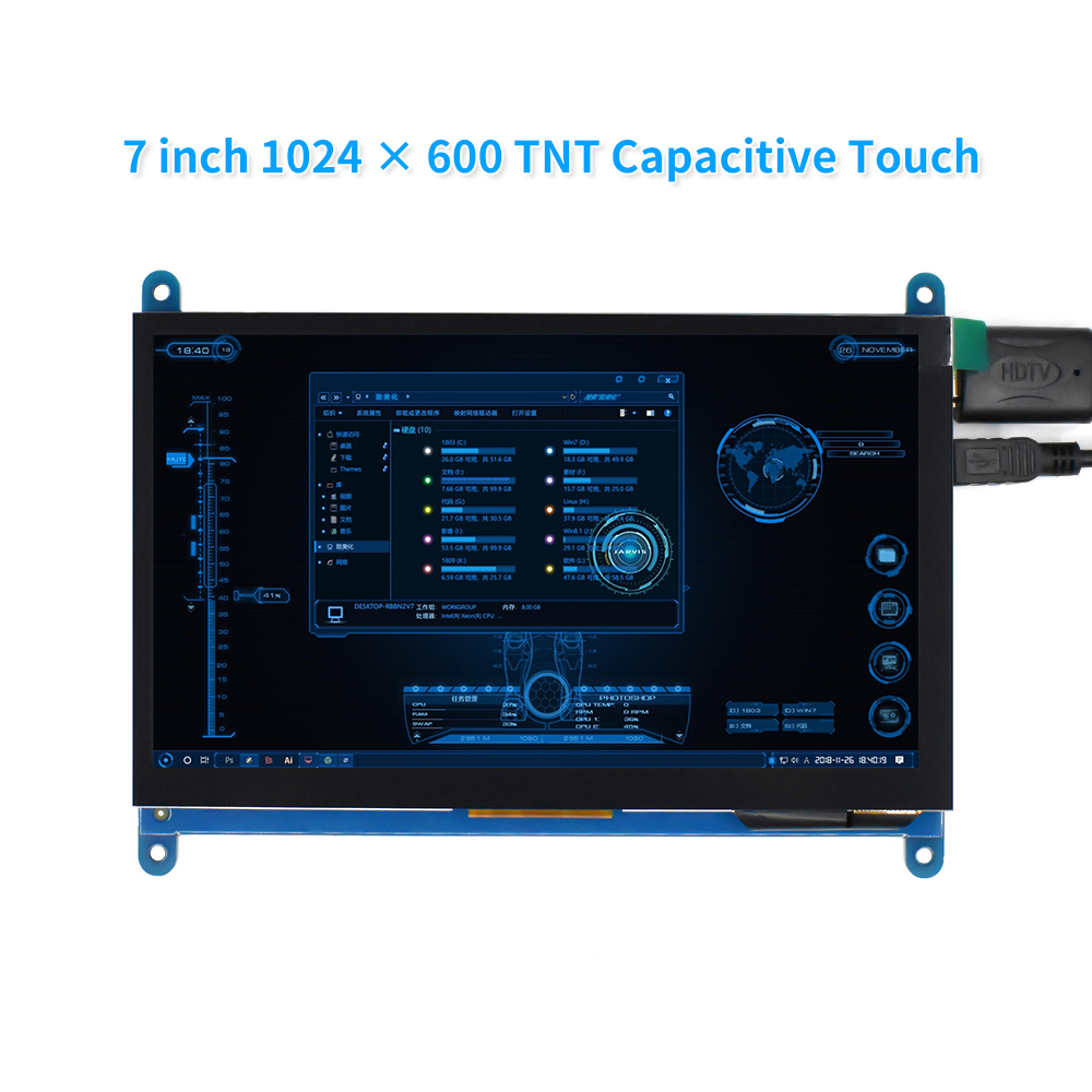 Ã‰cran Tactile TFT LCD pour Raspberry Pi 3 B +/4b, 7 Pouces, 1024x600, Puzzles TNT n° 1