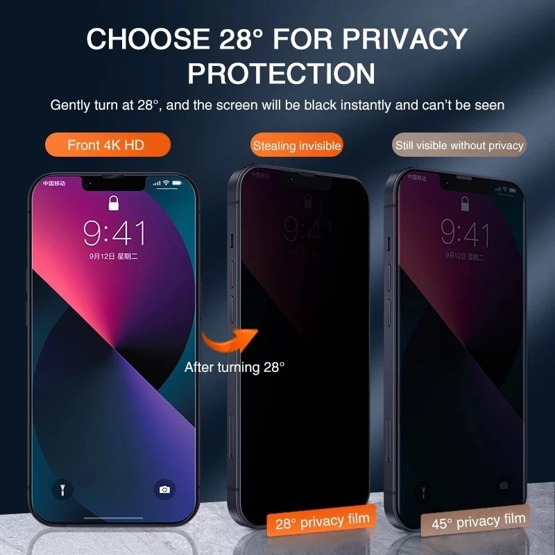 Protecteurs d'Ã©cran de confidentialitÃ© pour iPhone, verre anti-espion Guatemala, 12, 13, 14 Pro Max, Mini 7, 8 Plus, 11 Pro, XS MAX, Poly X, 1-4 piÃ¨ces n° 3