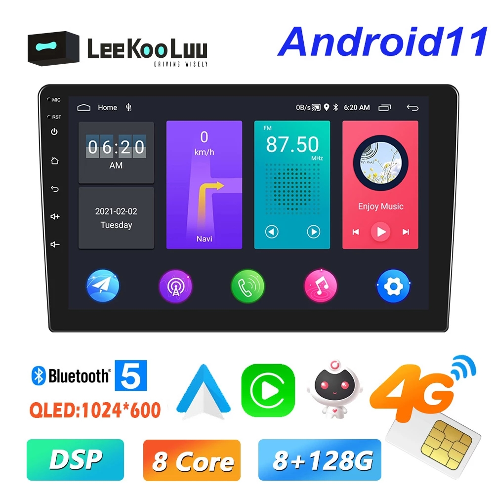 LeeKooLuu-Autoradio Android 10 Pouces, 2 Din, Lecteur de Limitation de Voiture, GPS, 4G, WIFI, DSP, Carplay pour Toyota, Volkswagen, Hyundai, Kia, Ford n° 1