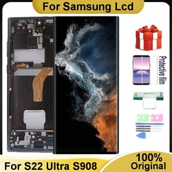Écran AMOLED d'origine pour Samsung Galaxy S22 Ultra 5G LCD S908 S908U SM-S908B/DS écran tactile Hébergements eur assemblée avec cadre