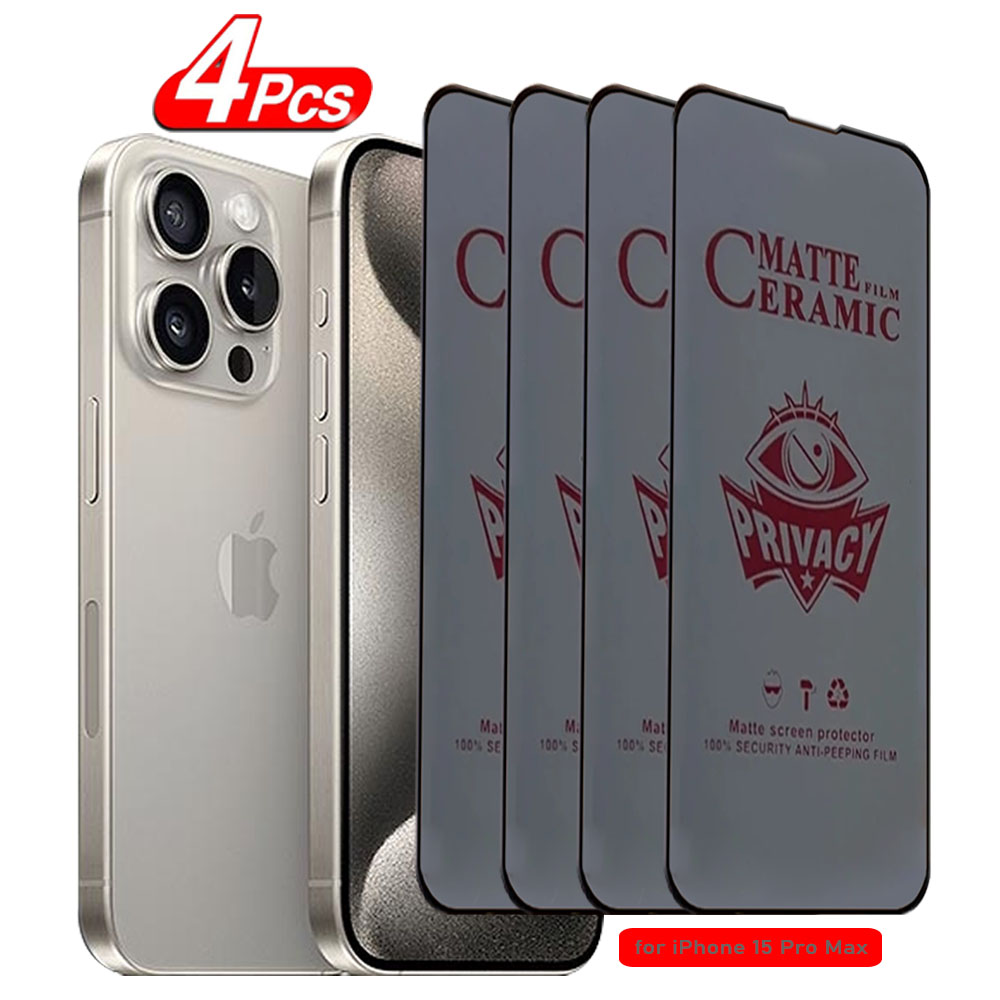 Film de protection d'Ã©cran anti-espion en cÃ©ramique pour iPhone, protecteur d'Ã©cran, 15, 14, 13, 12, 11, Pro, Max, Mini, 8, 7, 6, Plus, Poly, X, XS, Max, 256, 4 piÃ¨ces n° 1