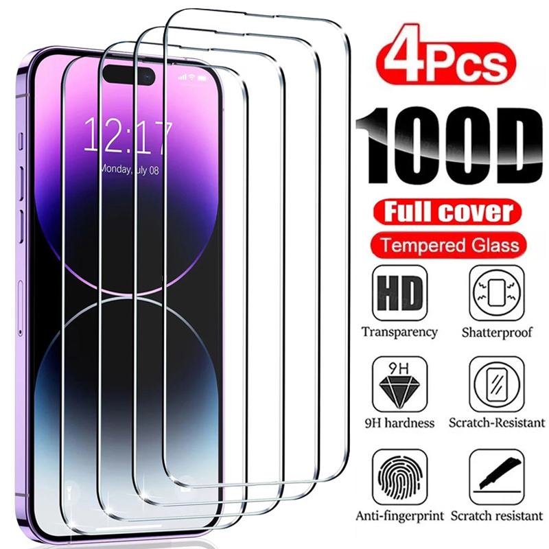 Protecteur d'Ã‰cran en Verre pour iPhone, Accessoire pour ModÃ¨les 15 14 13 12 11 Pro Max Mini 7 8 6s 14 Plus SE2020 X Poly Xs Max, 4 PiÃ¨ces n° 1