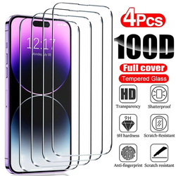 Protecteur d'Ã‰cran en Verre pour iPhone, Accessoire pour ModÃ¨les 15 14 13 12 11 Pro Max Mini 7 8 6s 14 Plus SE2020 X Poly Xs Max, 4 PiÃ¨ces