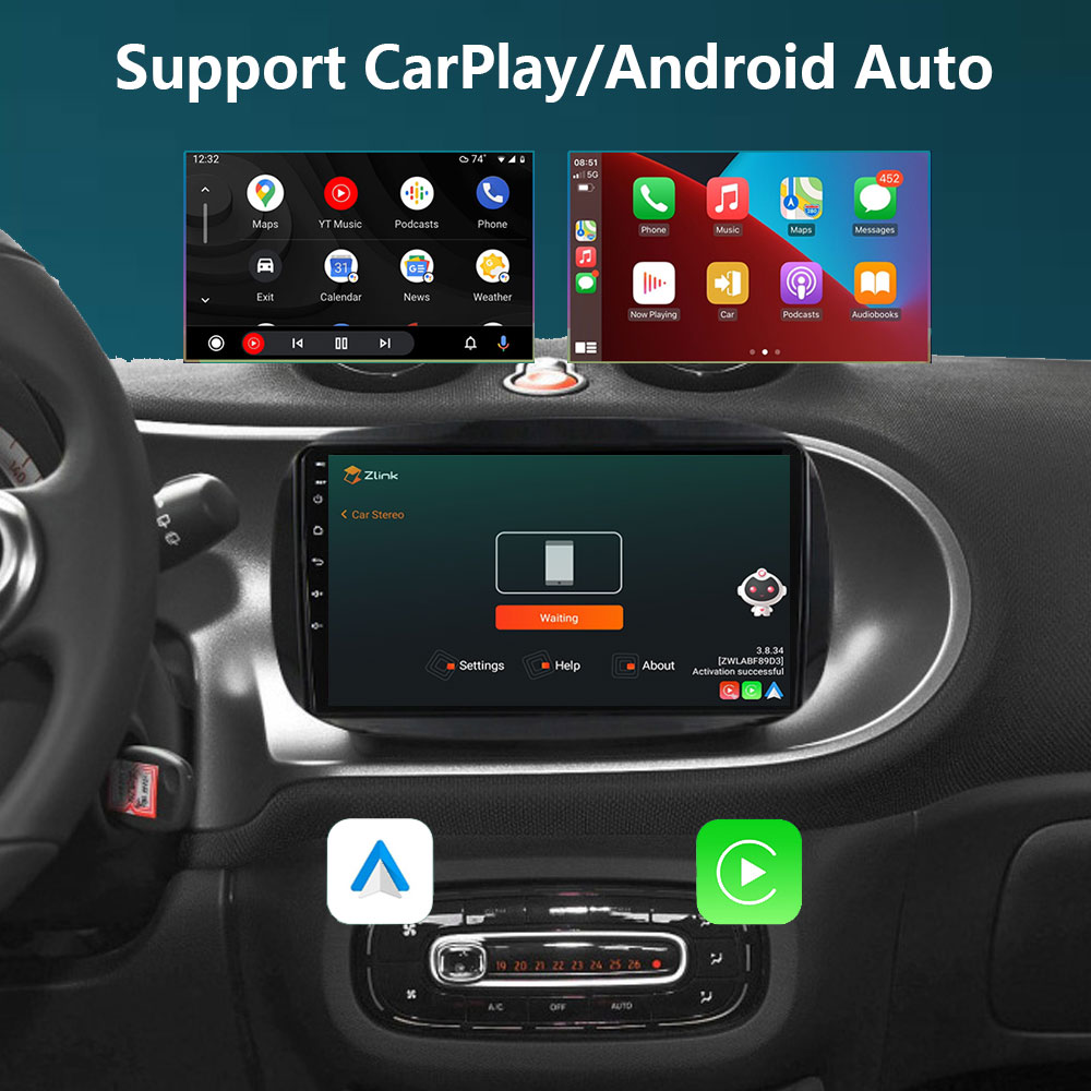 Autoradio Android 12, Navigation GPS, RDS, StÃ©rÃ©o, Carplay, Lecteur Limitation, pour Voiture Mercedes Benz Smart 453, Fortwo 2014, 2015, 2016- 2020 n° 3