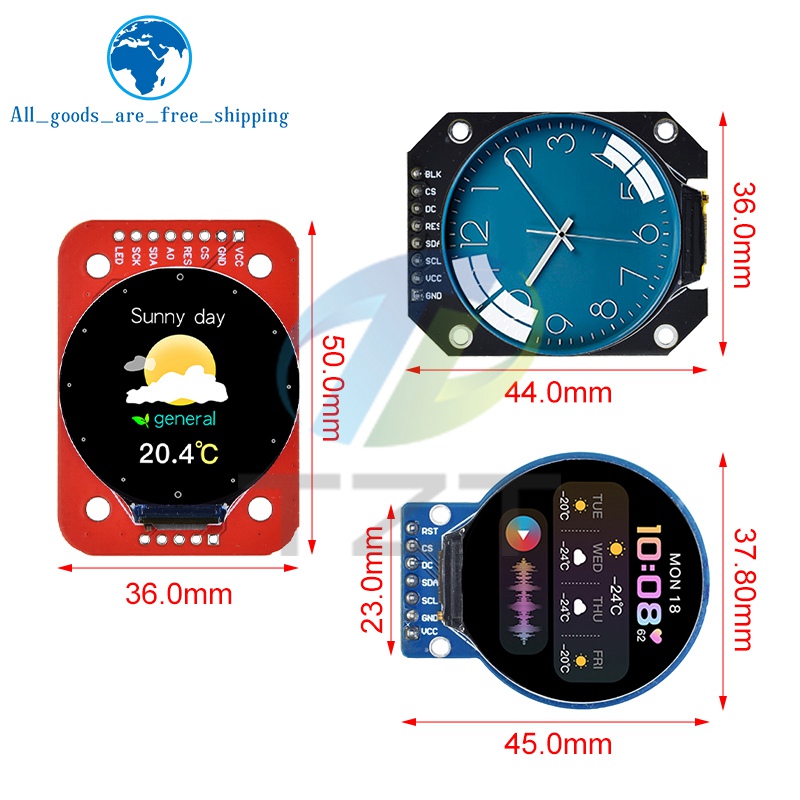 Ã‰cran TFT LCD rond pour Ardu37, technologie RVB, pilote GC9A01, 4 fils, interface Ã©ventuelles I, 1.28x240 PCB, 240 pouces, 240x240 n° 2