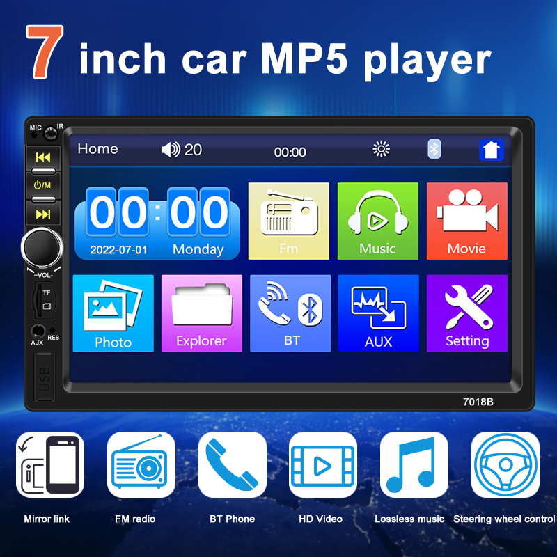 Ahoudy-Autoradio stÃ©rÃ©o avec Ã©cran tactile HD, lecteur de limitation, Autoaudio, rÃ©cepteur FM, lien miroir, moniteur avec barrage, camÃ©ra, 2Din, 7 en effet n° 1