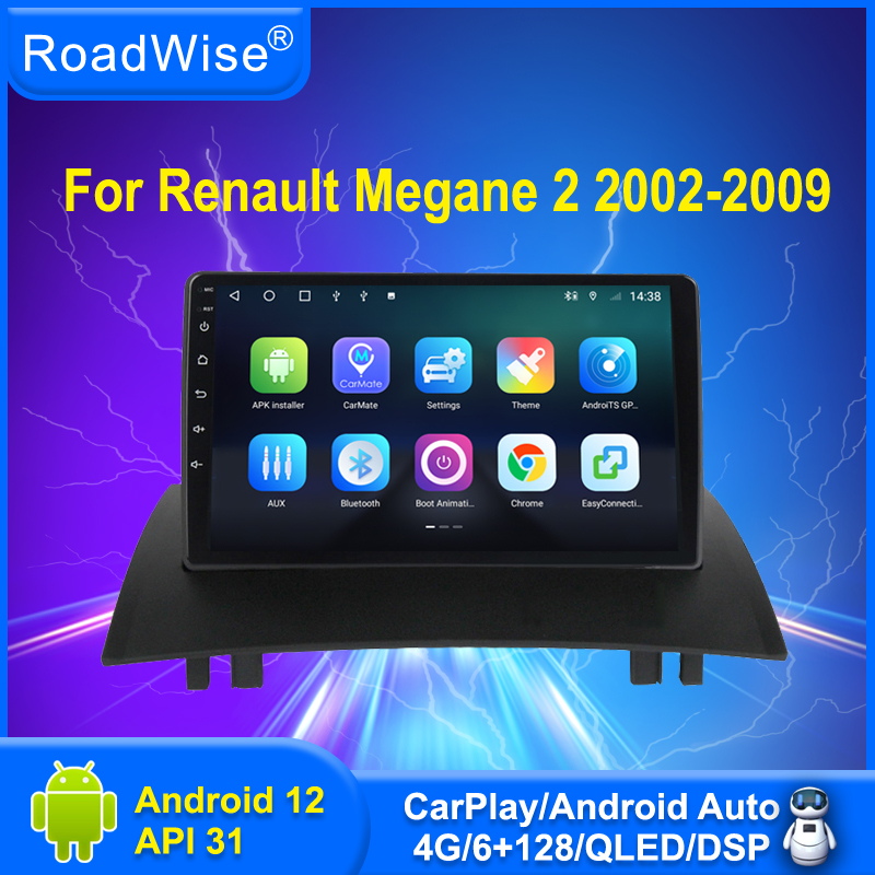 Roadwise â€“ autoradio multimÃ©dia Android 12, Carplay, Wifi, 4G, DSP, DVD, navigation GPS, unitÃ© centrale 2din, pour voiture Renault Megane 2 (2002 â€“ 2007, 2008, 2009) n° 1