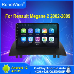 Roadwise – autoradio multimédia Android 12, Carplay, Wifi, 4G, DSP, DVD, navigation GPS, unité centrale 2din, pour voiture Renault Megane 2 (2002 – 2007, 2008, 2009)