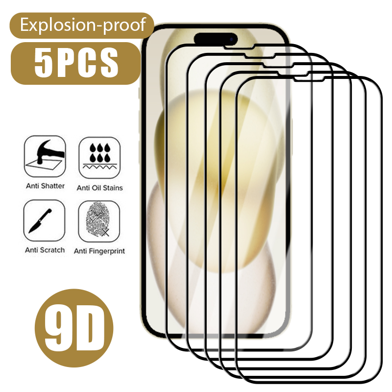 Protecteur d'Ã©cran en verre guatÃ©maltÃ¨que pour iPhone, couverture complÃ¨te, iPhone 15, 14, 13, 12, 11 Pro Max, Mini Plus, X, Poly, XS, 7, 8, SE, 2020, 2022, 5 piÃ¨ces n° 1