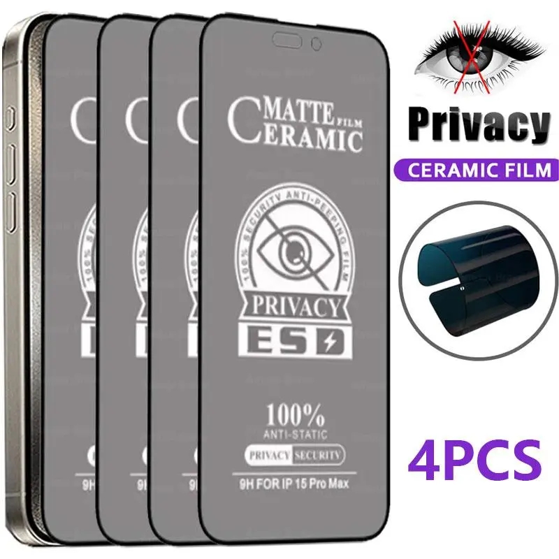 Film cÃ©ramique de confidentialitÃ© pour iPhone, protecteur d'Ã©cran pour iPhone 15 Pro Max, 14, 13, 11, 12 Pro Max, 14 Plus, 12, 13 Mini, 4 piÃ¨ces n° 1