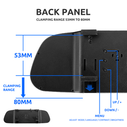 BINWEI-Moniteur de rÃ©troviseur de voiture Ã©tanche avec vision nocturne, camÃ©ra de recul, Ã©cran HD, Ã©cran de rÃ©troviseur de vÃ©hicule, 4.3 pouces small picture n° 2