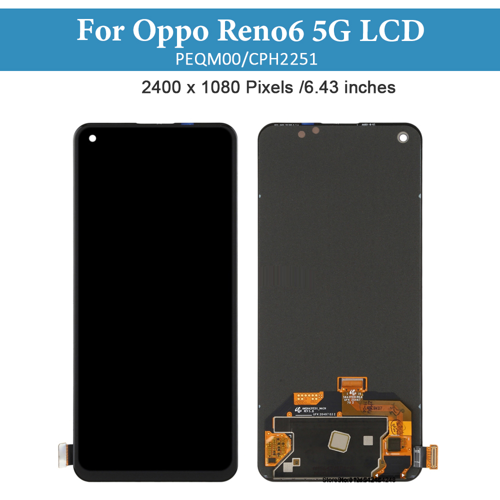 Bloc Ã©cran tactile LCD AMOLED de remplacement, 6.43 pouces, pour OPPO Reno6 5G PEQM00 CPH2251, original n° 2