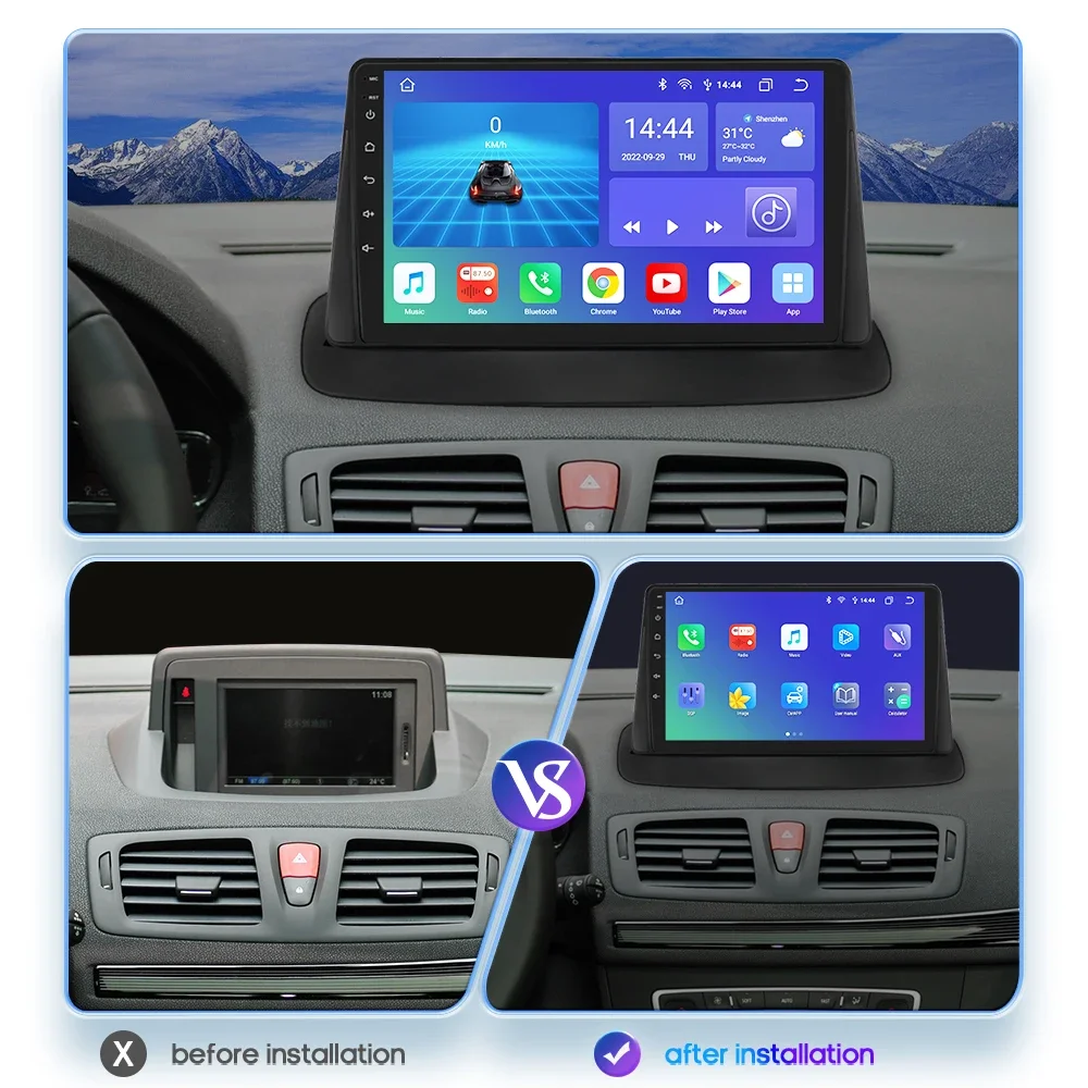 Autoradio Android 12 avec Navigation GPS et Lecteur VidÃ©o, 4 + 64, 2Din, pour Voiture Renault Megane 3 Fluence (2008-2010, 2011, 2012, 2013, 2014) n° 4