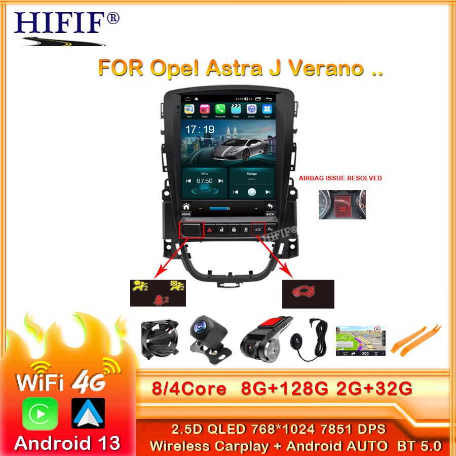 Autoradio Android 13, 4G, Carplay, 2 DIN, lecteur vidéo, limitation radio, pour Opel Astra J, SachBuick Verano (2009-2015) n° 1