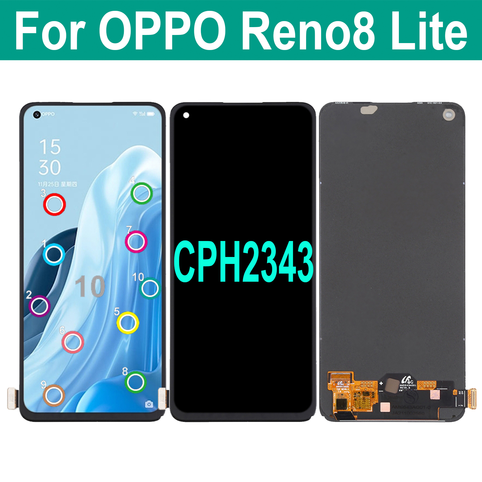 Ensemble Ã©cran tactile LCD AMOLED de remplacement, pour OPPO Reno8 Lite CPH2343, original n° 1