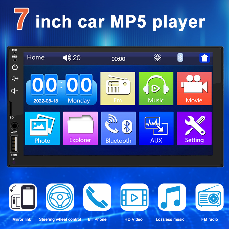 Autoradio universel avec Ã©cran tactile, autoradio, lecteur de limitation, stÃ©rÃ©o, Android Auto, AUX, BT, TF, MP5, camÃ©ra, 2 Din, 7 n° 2