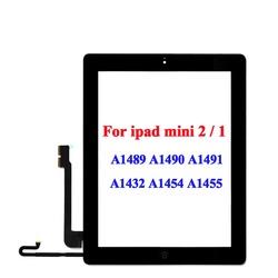 NumÃ©riseur d'Ã©cran tactile en verre avec bouton d'accueil, piÃ¨ces de rechange adhÃ©sives flexibles pour iPad mini 2 1 A1489 A1490 A1491 A1432 A1454 A1455