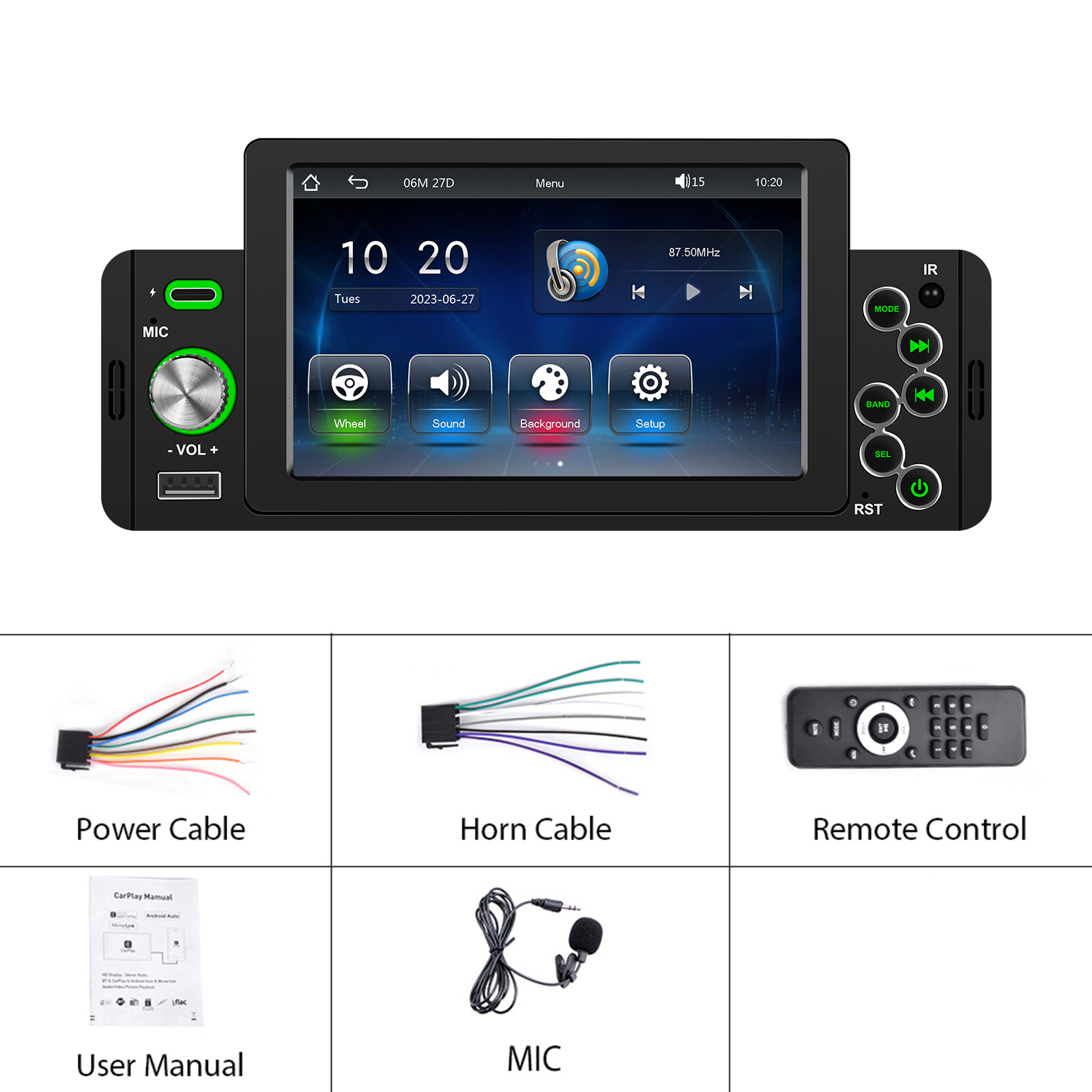 PodoNuremberg-Autoradio CarPlay Android, Bluetooth, Lecteur MP5, USB, RÃ©cepteur FM, CamÃ©ra de Rectransistors, 1 Din, 5.5 n° 5