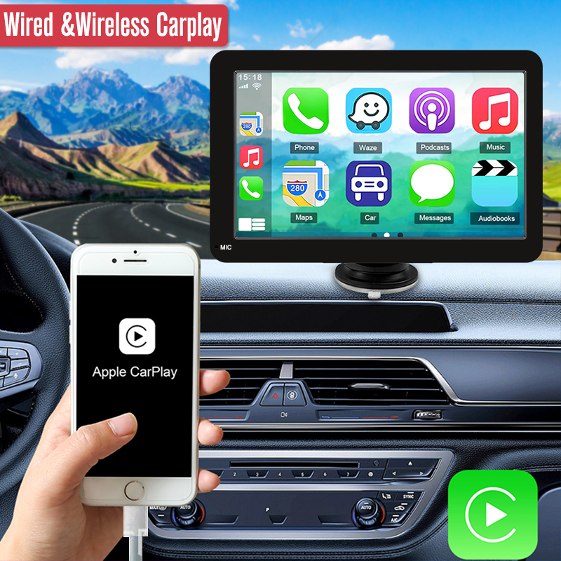 Autoradio CarPlay Android avec Ã©cran tactile portable, lecteur vidÃ©o, USB, AUX, camÃ©ra de recul, limitation automatique, 7 pouces n° 1