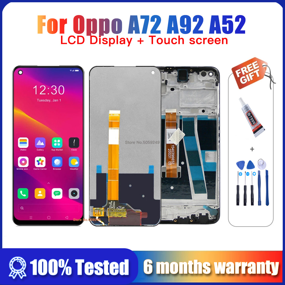 NumÃ©riseur d'Ã©cran tactile LCD de remplacement avec cadre, piÃ¨ces d'affichage d'origine, Oppo A72 A92, 6.5 , Oppo A52 CPH2059 n° 1