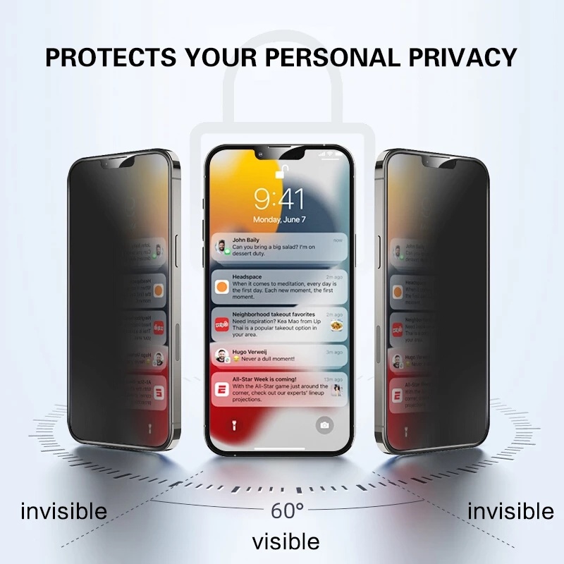 Protecteurs d'Ã©cran de confidentialitÃ© pour iPhone, verre de protection anti-espion, iPhone 13 12 Pro Max 11 Pro XS MAX Poly X SE 2020 Mini 7 8 14 Plus, 1-5 piÃ¨ces n° 2