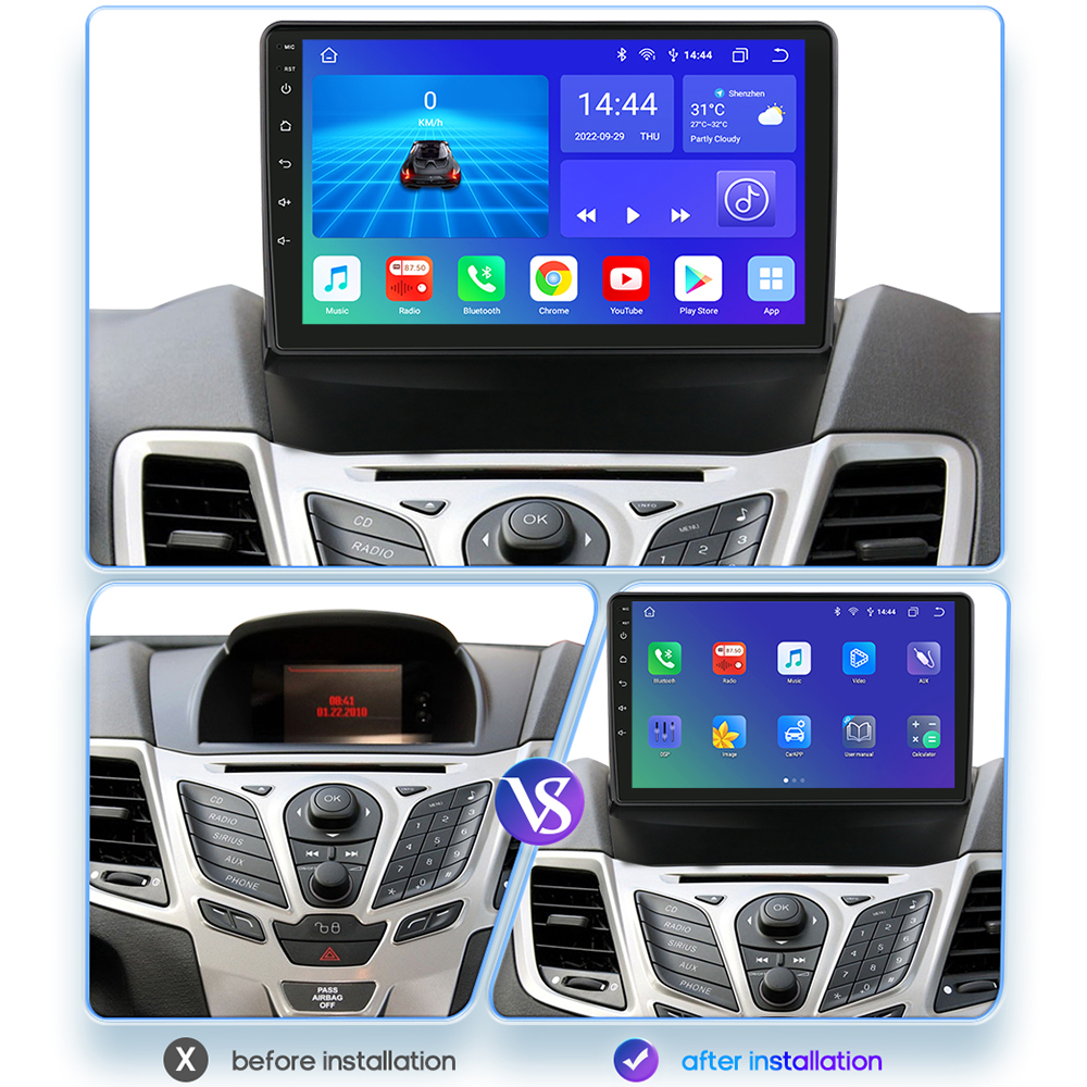 Autoradio Android pour Ford Fi.C. 2009-2017, Carplay, 4G, DSP, Ã‰cran QLED, 2Din, Limitation de l'autoradio, Lecteur vidÃ©o, GPS, UnitÃ© principale, BT n° 4