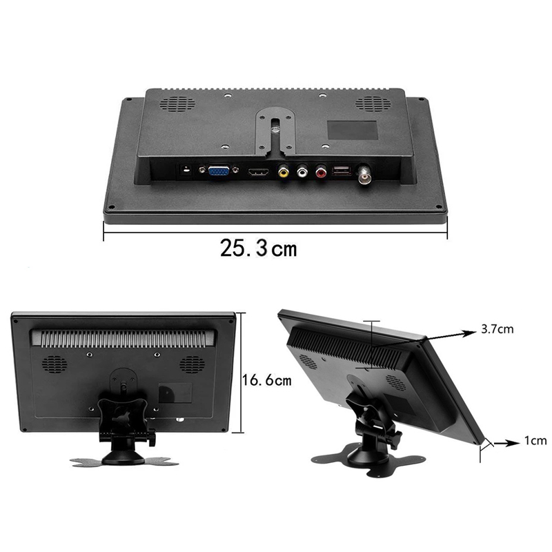 Ã‰cran LCD de moniteur de voiture compatible HDMI, VGA pour vÃ©hicule, TV, ordinateur, Ã©cran LCD, camÃ©ra de recul automatique, systÃ¨me de sÃ©curitÃ© domestique, 10.1 pouces n° 5