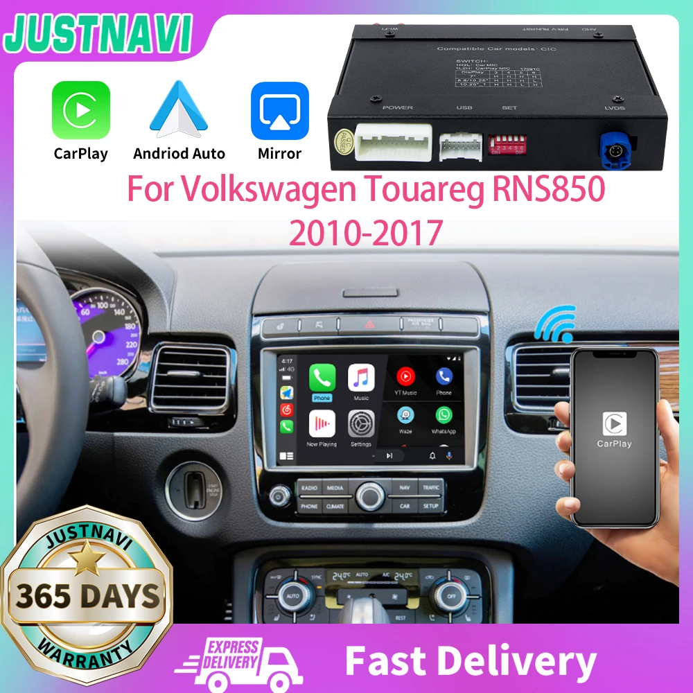 JUSTN183-Wireless Carplay Android Auto Mirror Link, AirPlay Tech Box Recoder, VW Volkswagen Touareg, RNS850, 2011 - 2015 n° 1