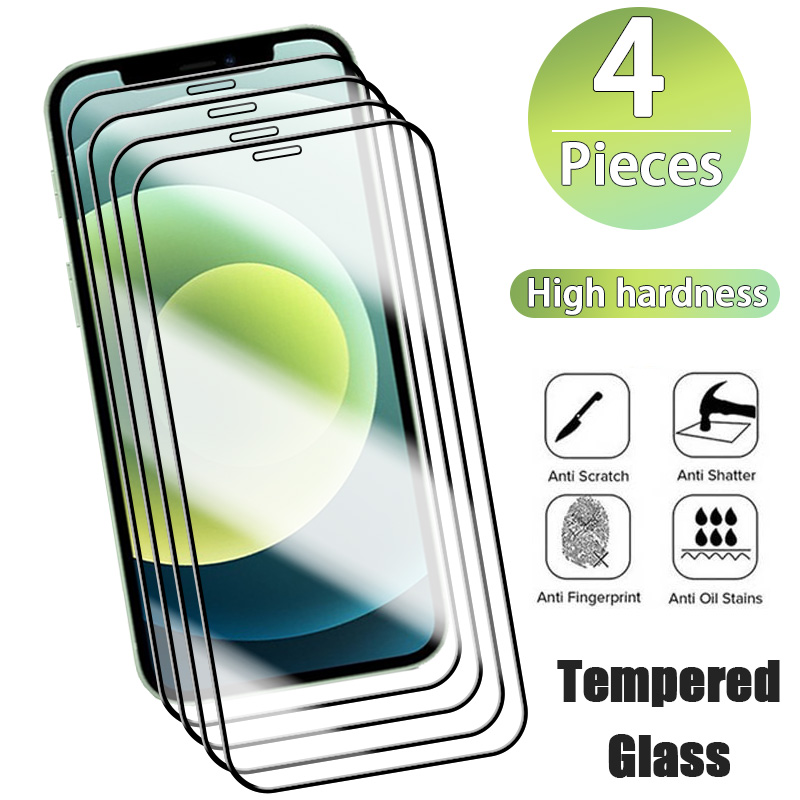 Protecteur d'Ã©cran en verre pour iPhone, iPhone 14 13 12 11 Pro Max Mini 7 8 6 6S Plus X Poly Xs Max SE 2020, 4 piÃ¨ces n° 1