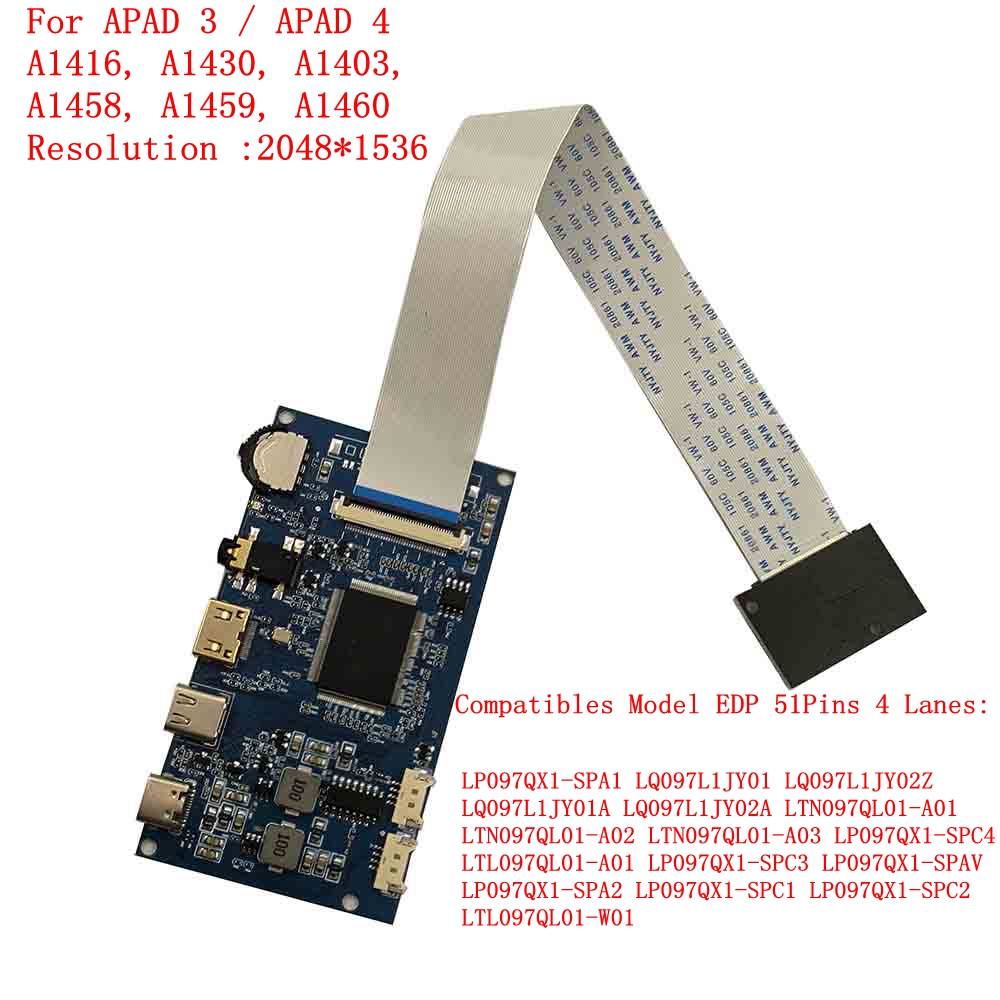 Carte de pilote de contrÃ´leur HDMI Type-C pour IPAD3/4, 2K, 2048X1536, LP097QbronchA1416, A1430, A1403, A1458, A1459, A1460, Ã©cran LCD n° 1