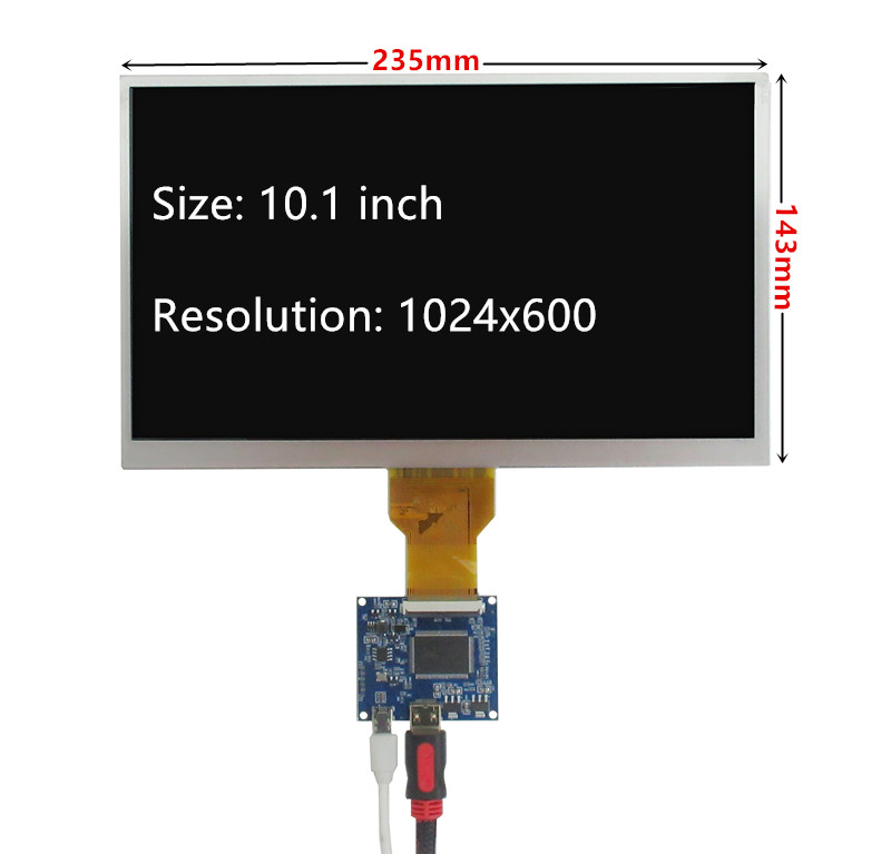 Ã‰cran LCD de 10.1 pouces, 1024x600, moniteur de commande, carte de pilote, Mini HDMI, Compatible avec Banana,Raspberry Pi, 1 2 3 piÃ¨ces n° 2