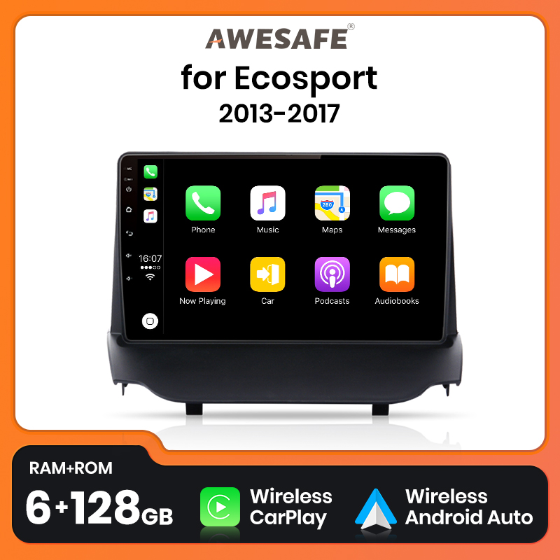 AWESAFE-Autoradio sans fil Android CarPlay pour Ford, Ecosport Fi.C. MK7, autoradio Ã  limitation, No 2 Din, DVD, 2009- 2017 n° 1