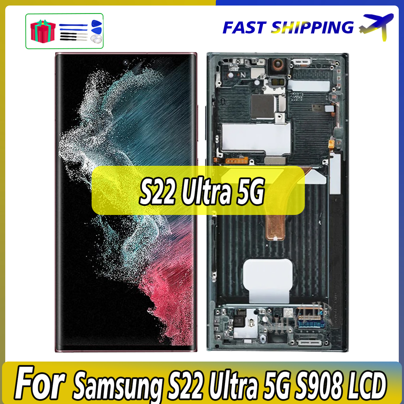 Écran tactile LCD AMOLED avec points, pour Samsung S22 Ultra 5G S908 S908B S908U, 100% Original n° 1