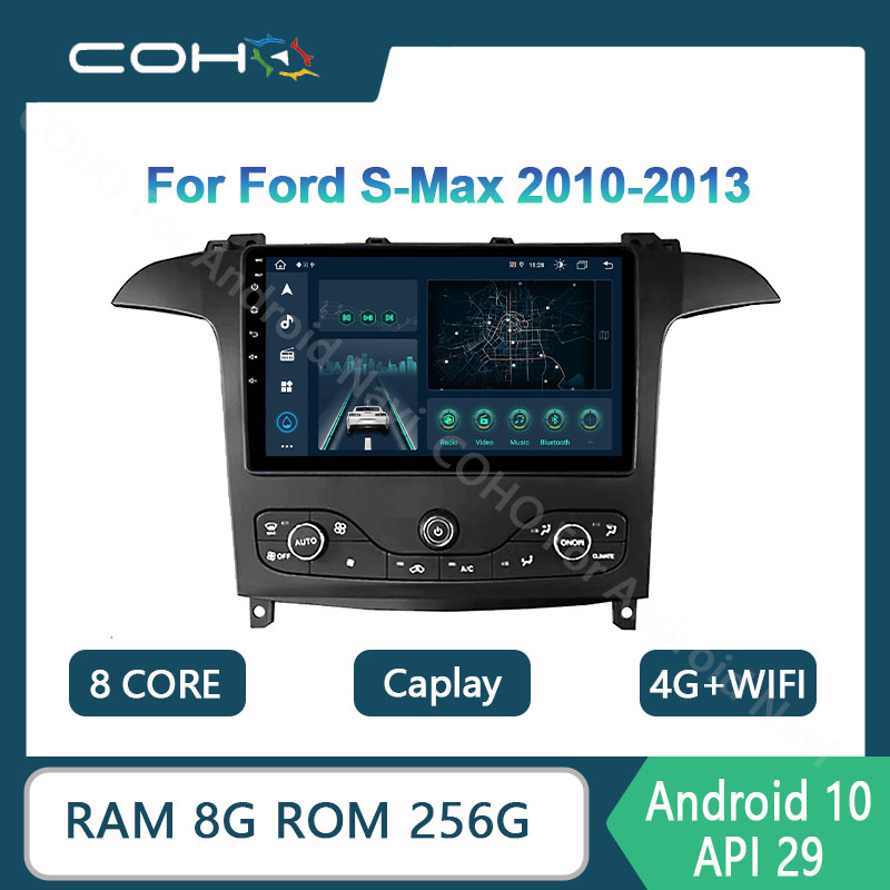 Autoradio Android 10, Octa Core, RAM 8 Go, Navigation GPS, Lecteur Vidéo, Écran 256G 1280x2010, Limitation Radio, pour Voiture Ford S-Max (2013-720) n° 1