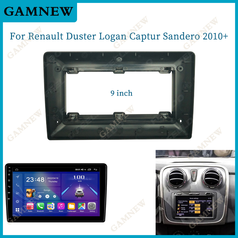 Adaptateur de cadre de tableau de bord pour Renault Duster Logan Captur Sandero, grand Ã©cran Audio de voiture 9 pouces, Kit de cadre de panneau d'installation 2din n° 1