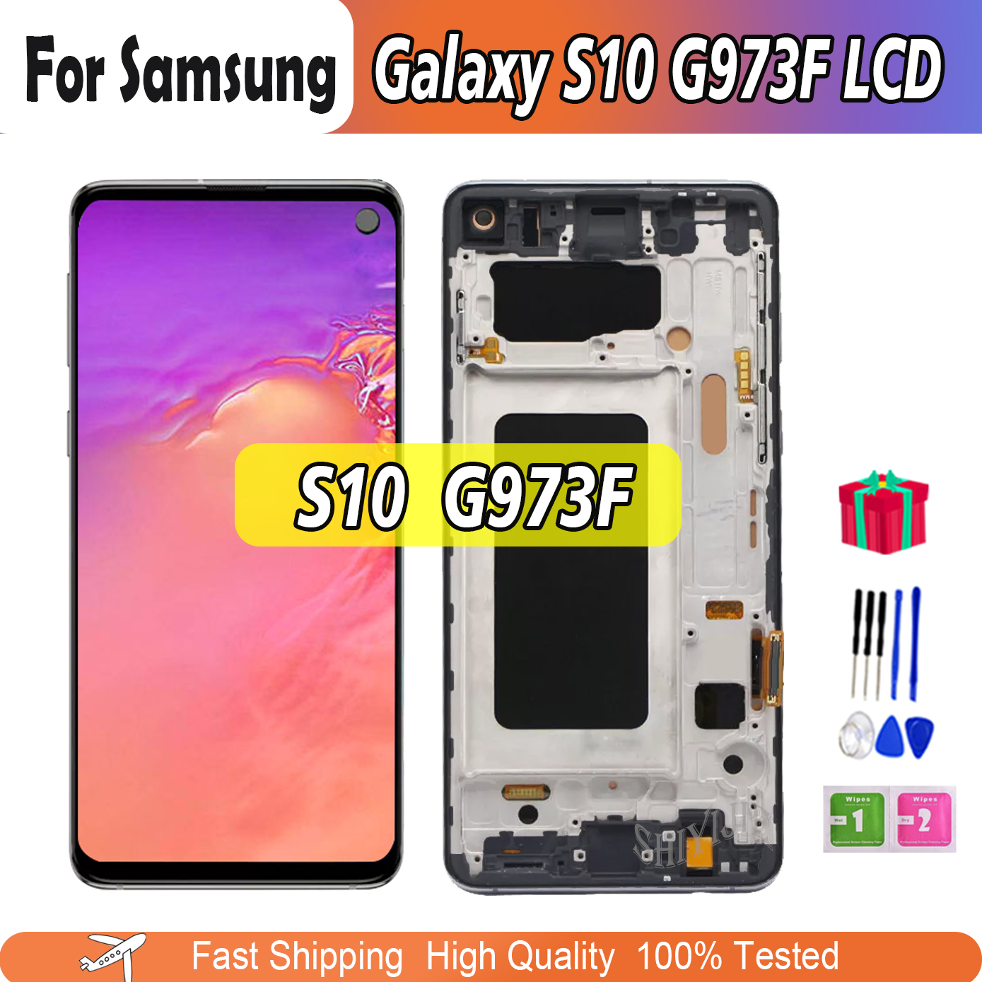 AAA + QualitÃ© Oulin 2 LWindPour S10 Ã‰cran LCD avec Cadre Pour Samsung Galaxy S10 G973F/DS G973 G973U SM-G973 LCD Ã‰cran Tactile TestÃ© n° 1