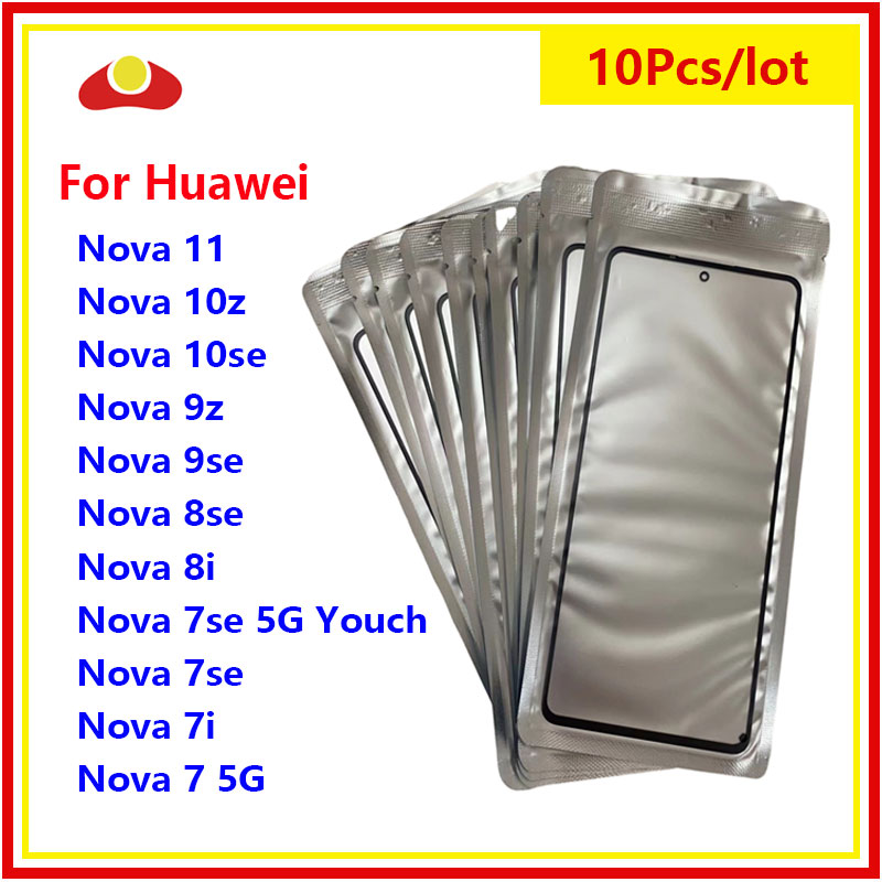 Lentille tactile extÃ©rieure avant en verre et OCA LCD, compatible avec HUAWEI Nova 11 10se 10z Nova 9se 9z 8se 8i 7 7i 7se 5G Youch, 10 piÃ¨ces/lot n° 1